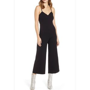 Leith NWOT Black V-Neck Crop Wide-leg Jumpsuit